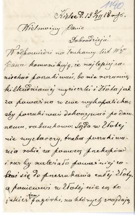 List od Zdzisława Lenartowicza do Erazma Majewskiego z dnia 9.07.1918 r. (rękopis)  strona 1