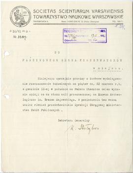 Pismo K. Stołyhwo z dnia 12.06.1923 r. do Państwowego Grona Konserwatorów dot. opinii rzeczoznawc...