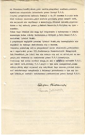 Pismo konserwatorów R. Jakimowicza i S. Krukowskiego z dnia 20.07.1922 r. do Wydziału Nauki Minis...