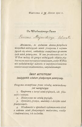 Pismo od Wojciecha Gersona do Erazma Majewskiego (druk  rękopis)  strona 1