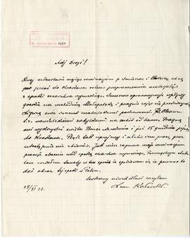 Rękopis listu Leona Kozłowskiego do Józefa Żurowskiego z dnia 28.11.1928 r.  strona 1