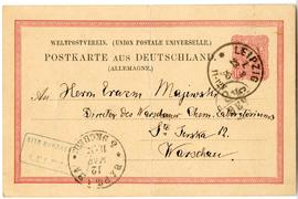Karta pocztowa od Otto Harrassowitza do Erazma Majewskiego (druk  rękopis  stempel  pieczątka)  s...