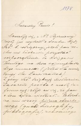 List od Antoniego Lange do Erazma Majewskiego (rękopis)  strona 1